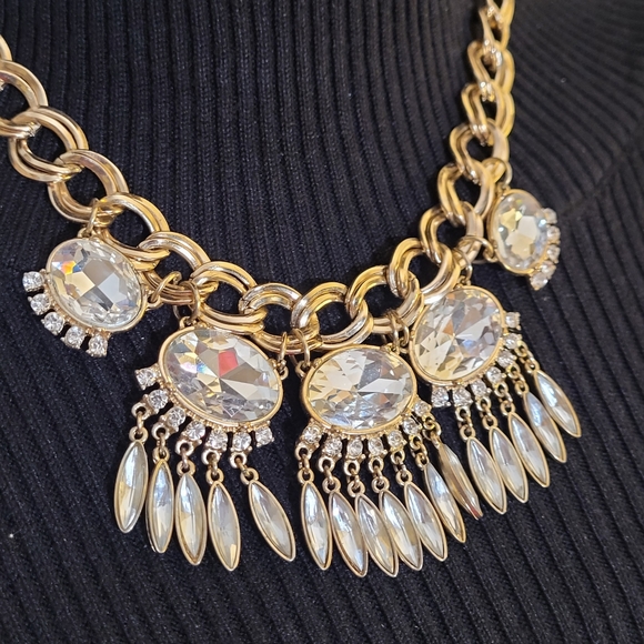 Huge Clear Rhinestones Statement Link Necklace - Picture 6 of 7